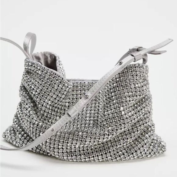 ZARA SHIMMERY MINI BUCKET BAG - Picture 3 of 9